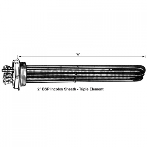 IMMERSION HEATER 2 INCH BSP TRIPLE 10.8KW