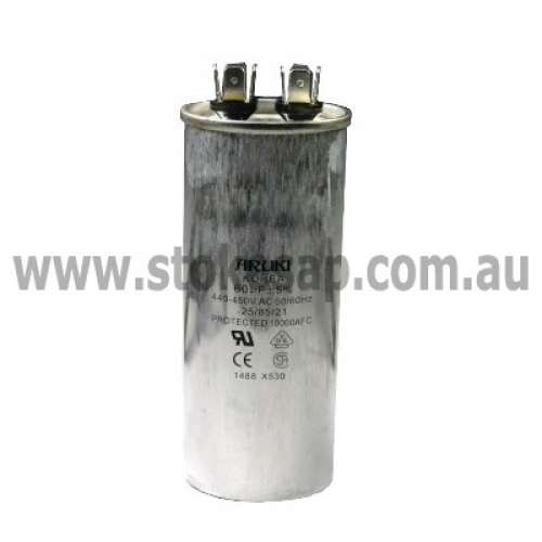 MOTOR RUN CAPACITOR 60 UF 450V 2 PIN ROUND TYPE