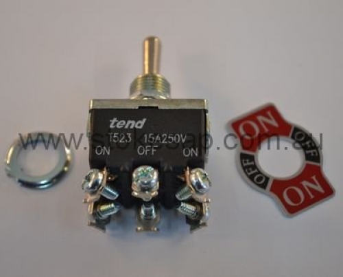 TOGGLE SWITCH ON/OFF/ON DPDT 15A SCREW TERMINALS