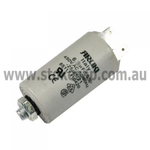 UNIVERSAL MOTOR RUN CAPACITOR 6.3UF 450V 2 PIN ROUND TYPE