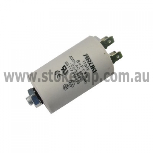 UNIVERSAL MOTOR RUN CAPACITOR 8UF 450V 2 PIN ROUND TYPE