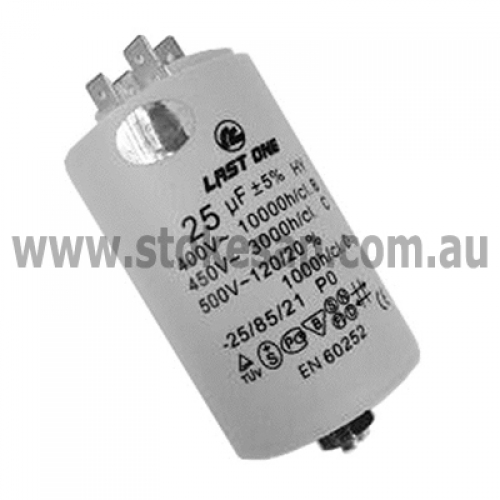 UNIVERSAL MOTOR RUN CAPACITOR 25UF 450V 2 PIN ROUND TYPE