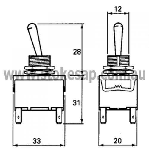 SWITCH TOGGLE DPST 10AMP 240V